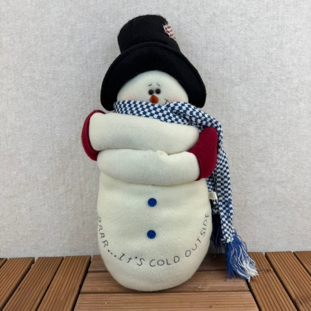Vtg Terry's Village 18" Snowman Plush Stuffed Weighted Brrrrrr It's Cold Outside